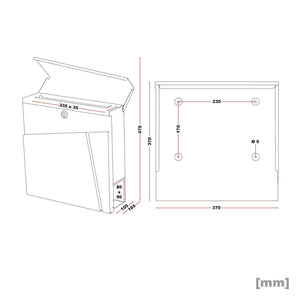 Portariviste per giornali e cassette postali da parete di design antracite acciaio zincato 37 x 37 x 10,5 cm antracite 16_0000098