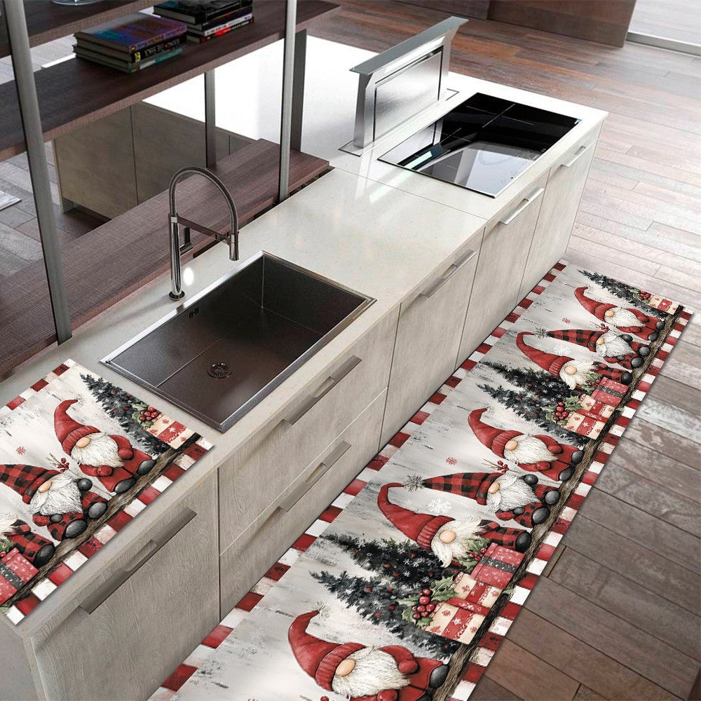 Tappeto Cucina Natale Antimacchia 51x100 cm Gnomi Passatoia Natalizia Antiscivolo Lavabile
