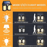 APPLIQUE SOLARE DA PARETE ESTERNO IMPERMEABILE DOPPIO LED SENSORE CREPUSCOLARE