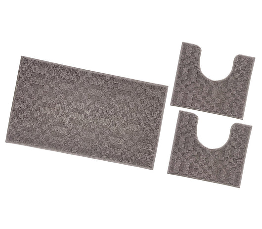 Tappeto Bagno 3D Morbido Assorbente Antiscivolo Lavabile Scendiletto Camera Set 3 Pezzi Marrone