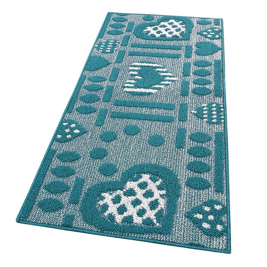 Tappeto Cucina Antiscivolo Cuori 3D Lavabile Moderno Assorbente Blu 57x230 cm