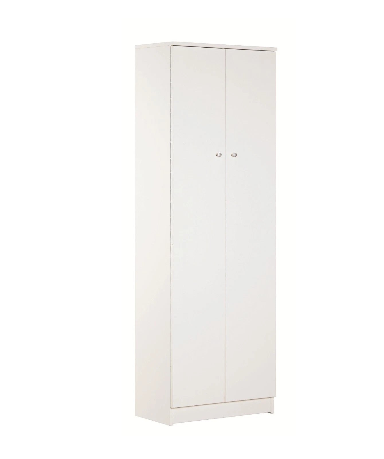 Armadio Utility Multiuso 2 ante 4 ripiani, 5 scomparti | Legno Bianco 62x34x182