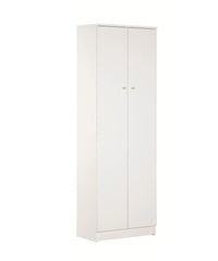 Armadio Utility Multiuso 2 ante 4 ripiani, 5 scomparti | Legno Bianco 62x34x182