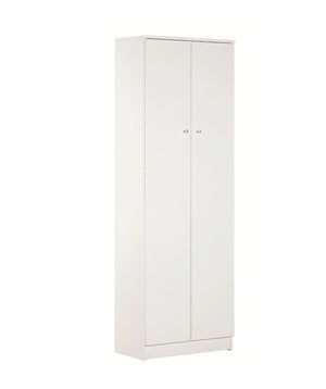 Armadio Utility Multiuso 2 ante 4 ripiani, 5 scomparti | Legno Bianco 62x34x182