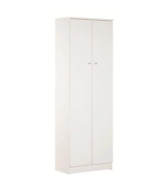 Armadio Utility Multiuso 2 ante 4 ripiani, 5 scomparti | Legno Bianco 62x34x182