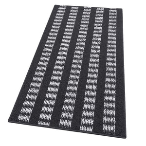 Tappeto Cucina Morbido 3D Assorbente Lavabile Antiscivolo Passatoia Bordata A Righe 57x180 Nero