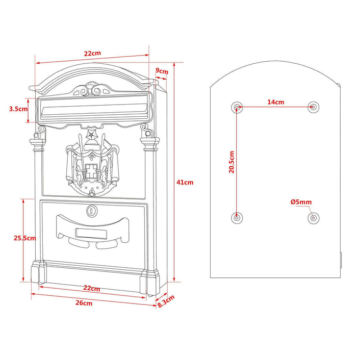 Cassetta postale dal design antico bianca da parete 16_0000061