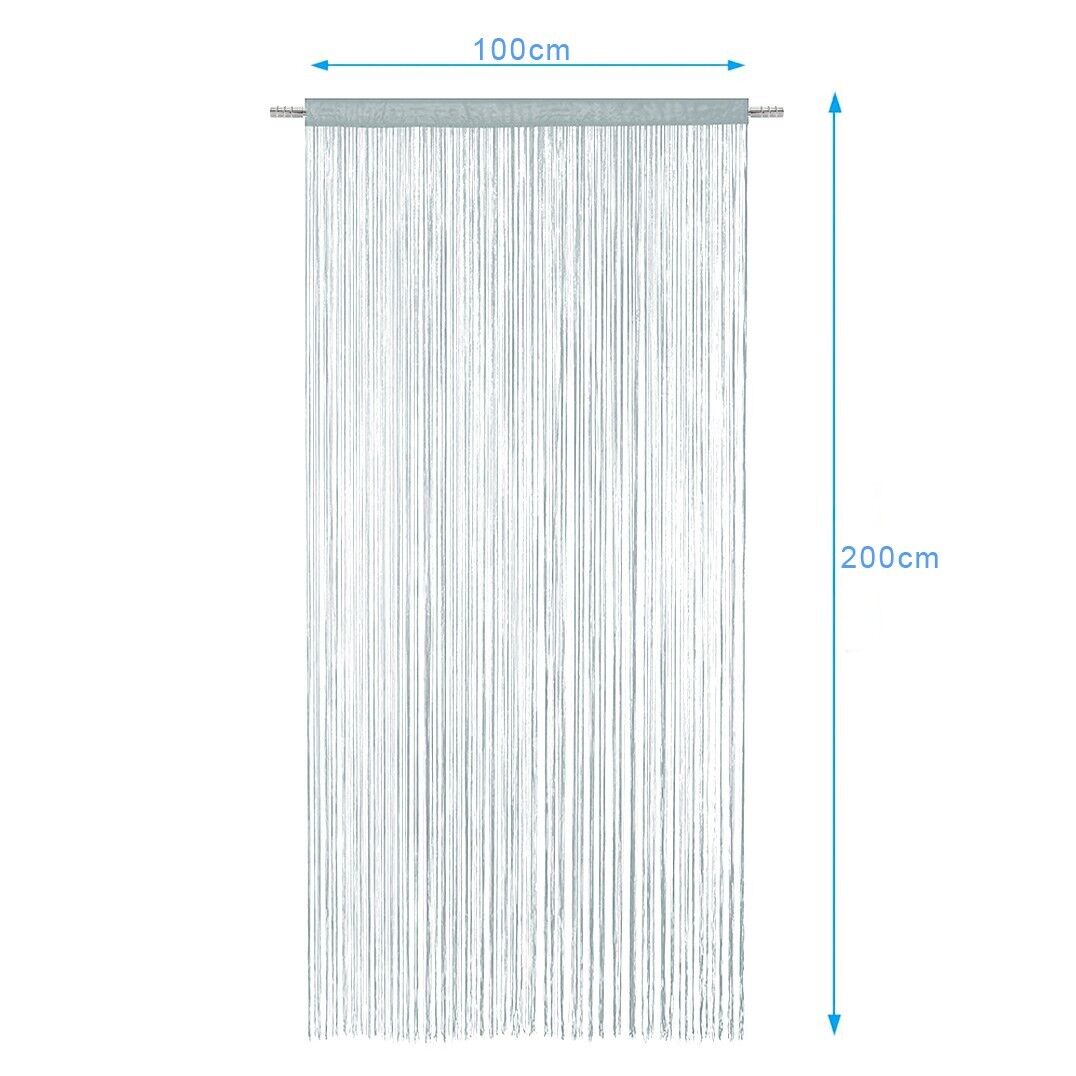 Tenda a Fili Elegante Per Porte Finestre Pannello 100x200 Cm Divisorio Camere Stanze Ambienti Grigio