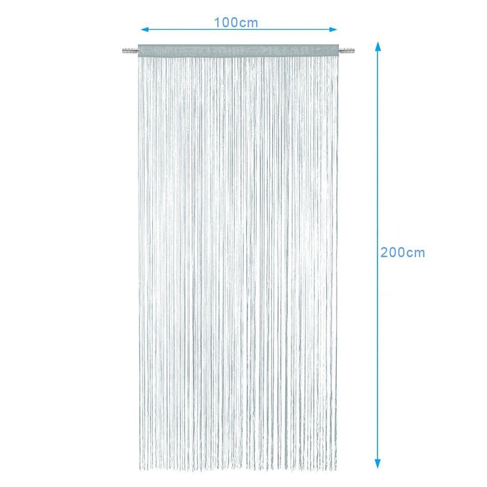 Tenda a Fili Elegante Per Porte Finestre Pannello 100x200 Cm Divisorio Camere Stanze Ambienti Grigio