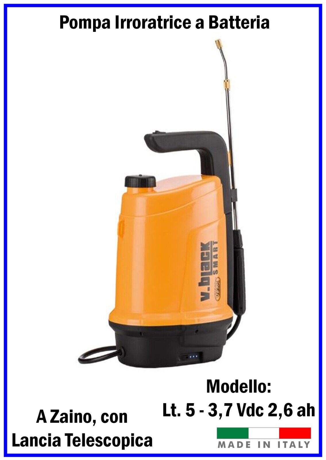 POMPA IRRORATRICE A BATTERIA BLACK SMART LT5-3,7 VDC 2,6 AH