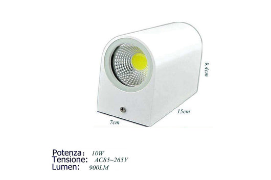 APPLIQUE DOPPIO LED 10W BIANCO LAMPADA LUCE FREDDA PARETE UP DOWN FARO ESTERNO