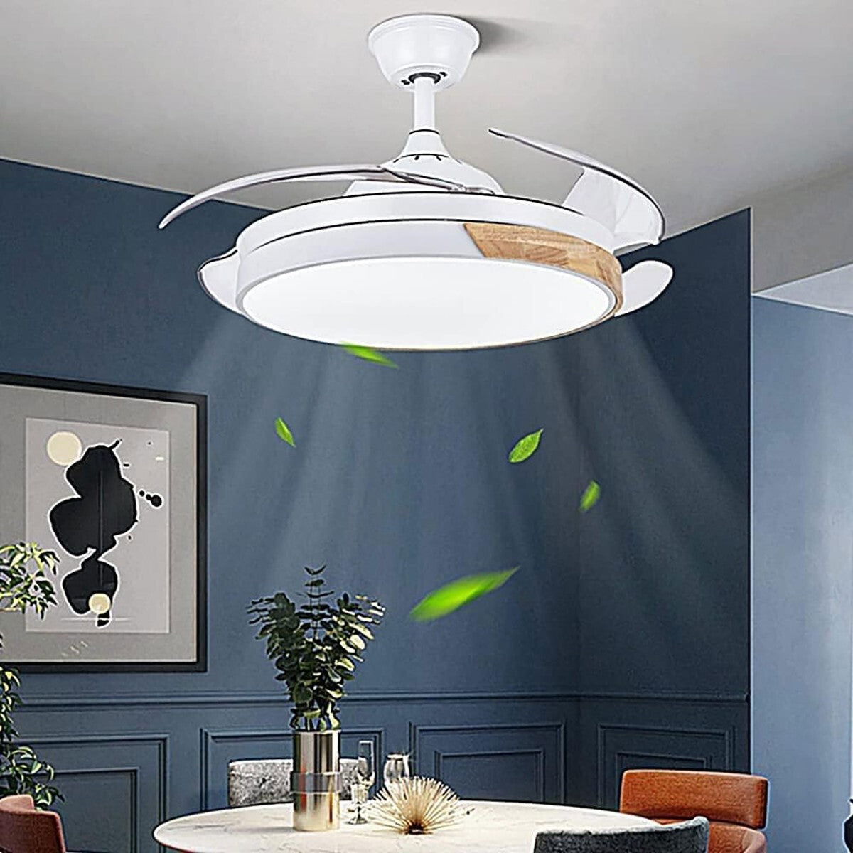 VENTILATORE SOFFITTO LUCE LED 3000K 6500k PLAFONIERA LAMPADARIO 85W 50 CM SJ-200