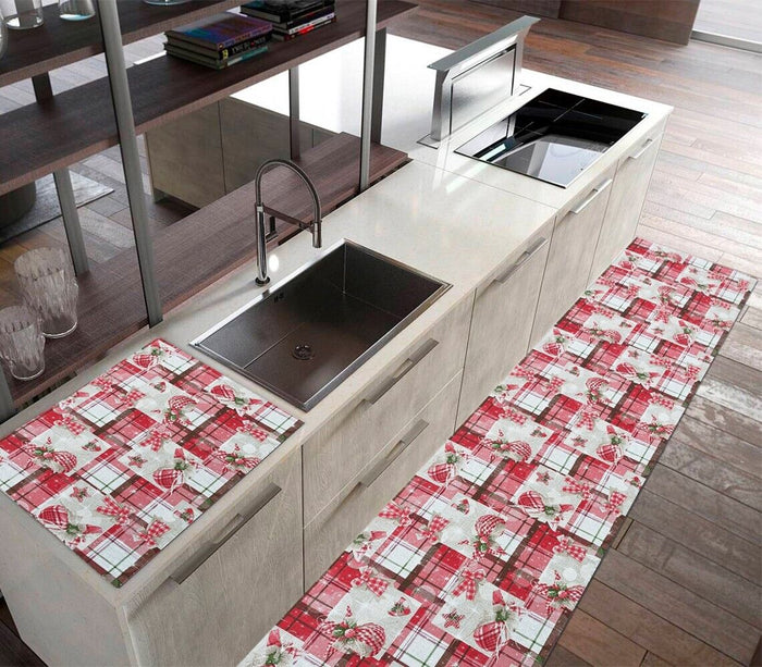 Tappeto Cucina Natale Natalizio 52x380 cm Antiscivolo Passatoia Addobbi Festa Fantasia D