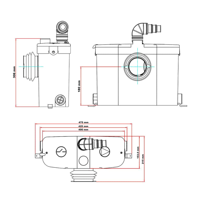 Stazione di sollevamento 3/1 450 watt impianti sanitari acque reflue acque sporche 16_0001523