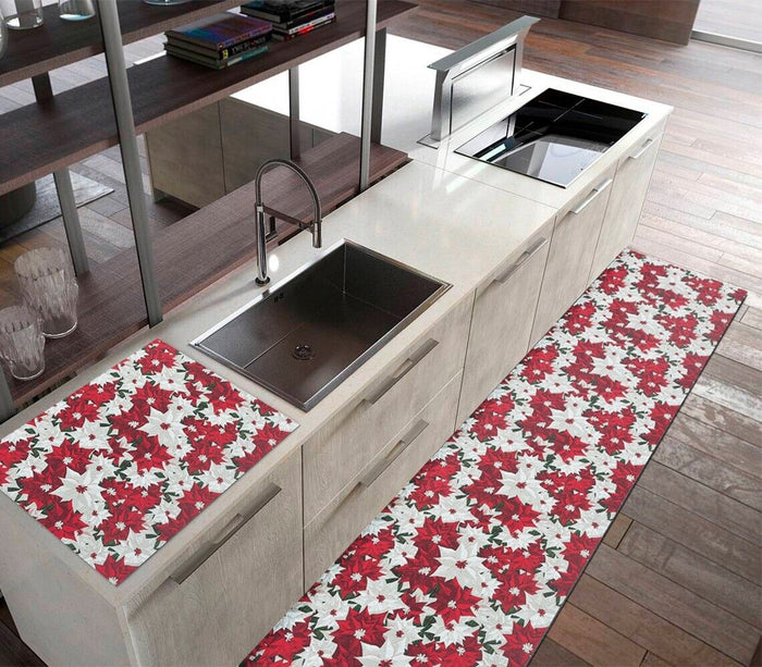 Tappeto Cucina Natale Natalizio 52x80 cm Antiscivolo Passatoia Addobbi Festa Fantasia E