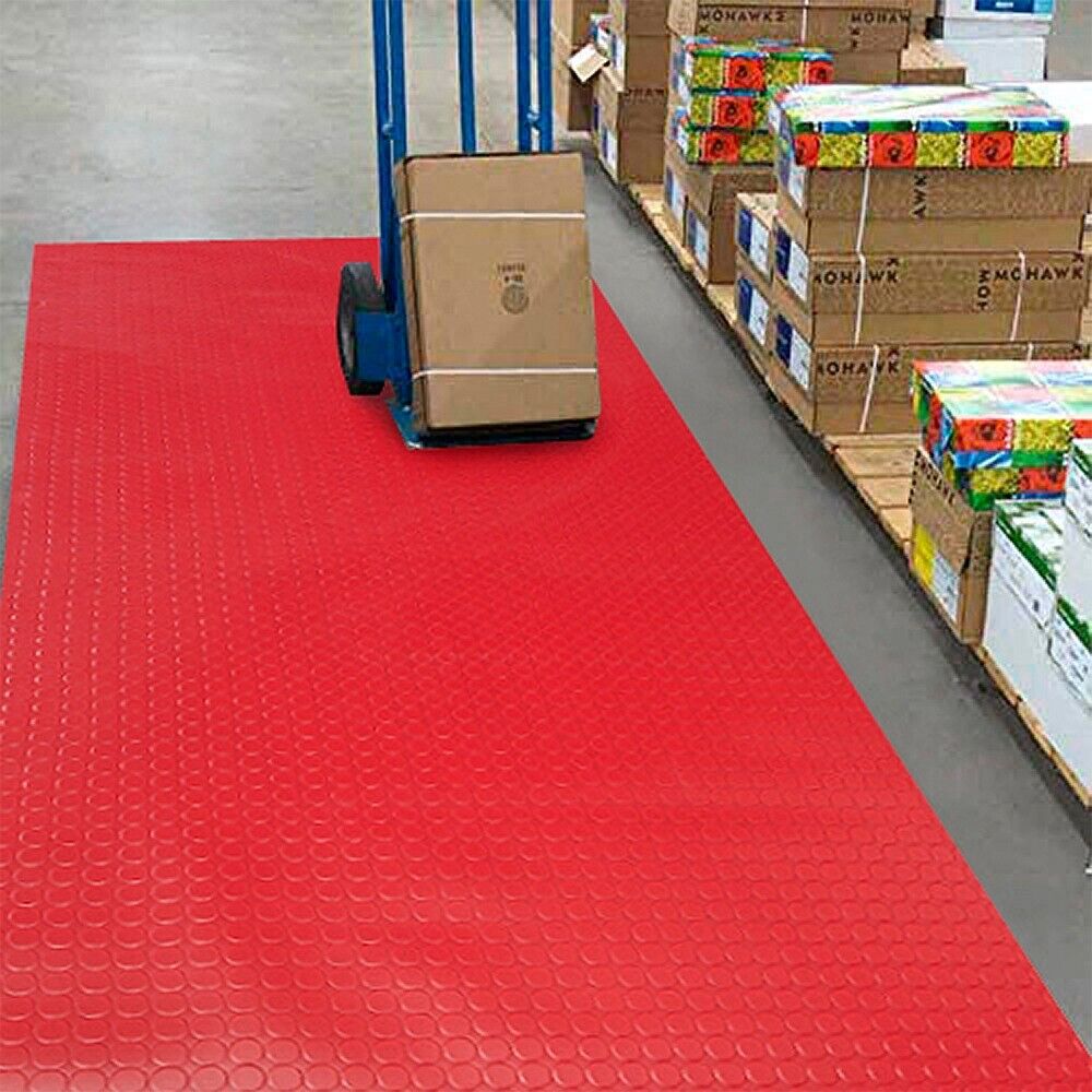 Tappeto Gomma Pvc Rosso 100x1000 Cm Passatoia Rivestimento Copri Pavimento Pedana Bolle Antiscivolo