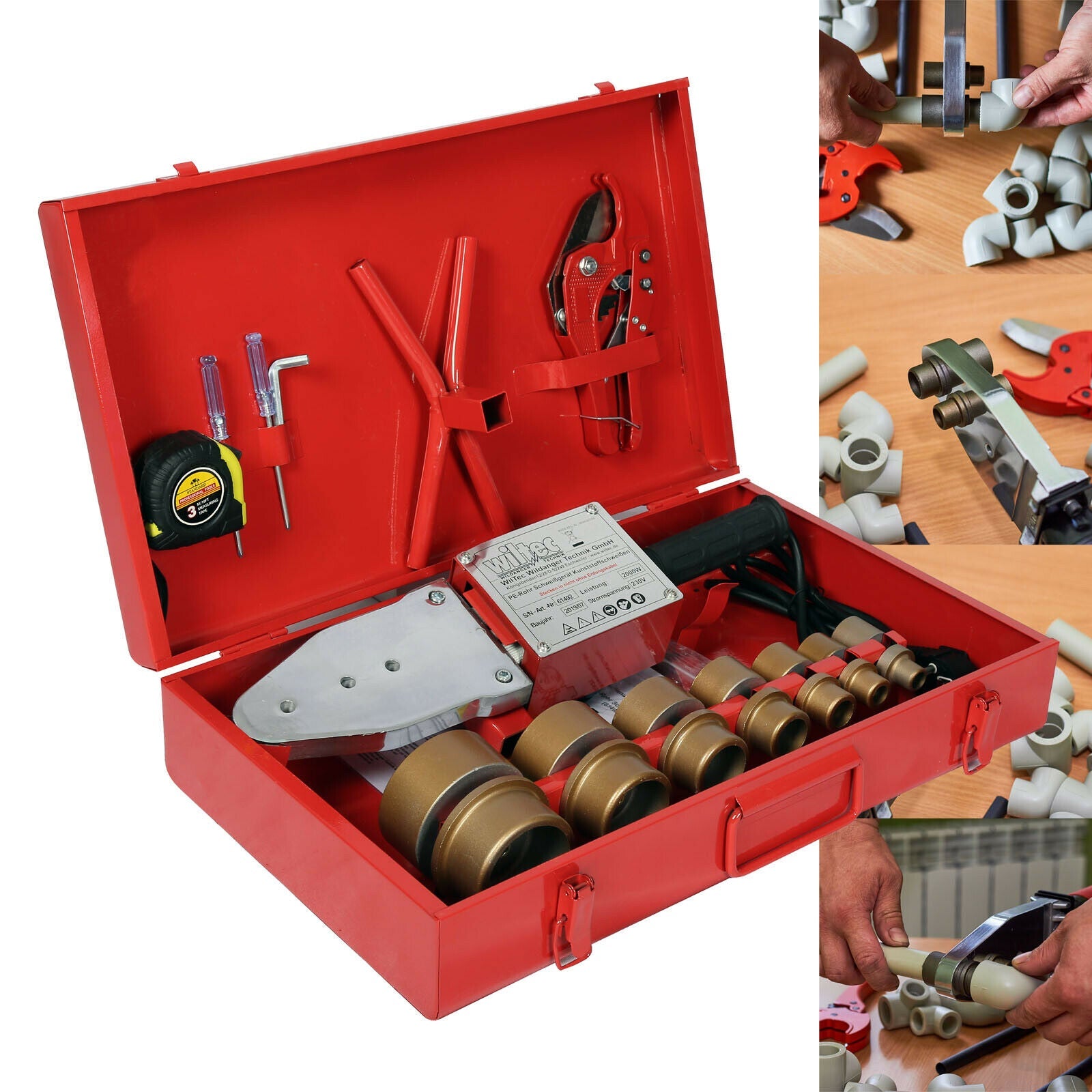 Dispositivo per saldatrice di tubi in PE per la saldatura di manicotti in plastica 16_0002762