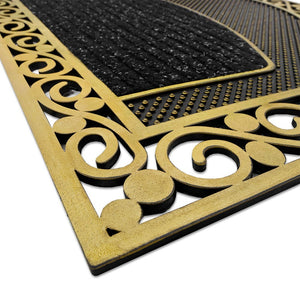 Zerbino Ingresso Semiluna Elegante Welcome Antiscivolo Gomma Robusta Tappeto Assorbente Oro