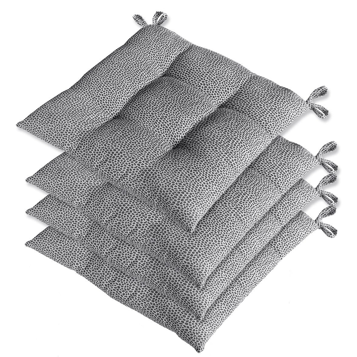 Set 4 Cuscini Sedia Cotone Maculati Morbidi Universali Lavabili Coprisedia Imbottitura Ovatta Grigio