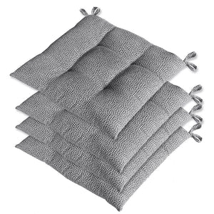 Set 4 Cuscini Sedia Cotone Maculati Morbidi Universali Lavabili Coprisedia Imbottitura Ovatta Grigio
