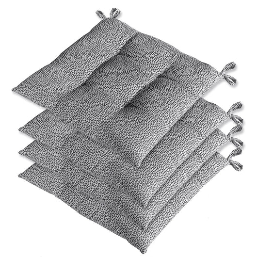 Set 4 Cuscini Sedia Cotone Maculati Morbidi Universali Lavabili Coprisedia Imbottitura Ovatta Grigio