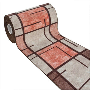 Tappeto Cucina Bordato Antiscivolo 57x240 Cm Moderno Passatoia Colori Accesi Marmorizzato Rosso