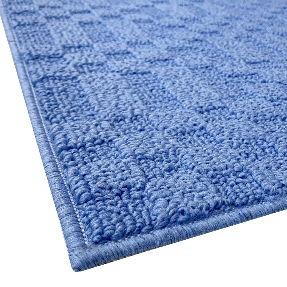 Tappeto Bagno 3D Morbido Assorbente Antiscivolo Lavabile Scendiletto Camera Set 3 Pezzi Azzurro