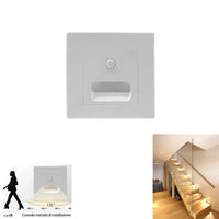 LUCE NOTTURNA SEGNAPASSO LED QUADRATO BIANCO SENSORE MOVIMENTO LUCE NATURALE