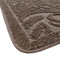 Tappeto Bagno Damascato Scendiletto Camera 50x80 Cm Morbido Assorbente Antiscivolo Marrone