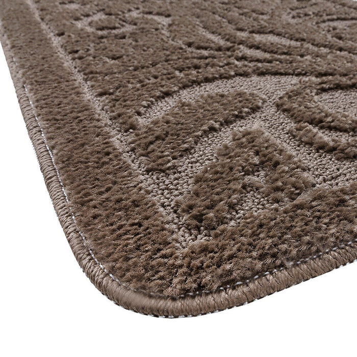 Tappeto Bagno Damascato Scendiletto Camera 50x80 Cm Morbido Assorbente Antiscivolo Marrone