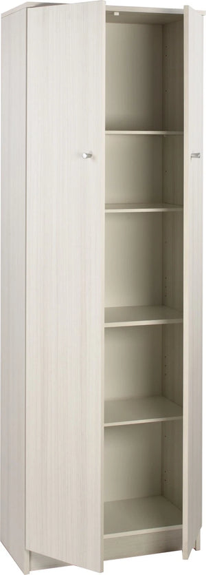 Armadio Utility Multiuso 2 ante 4 ripiani, 5 scomparti | Legno Eucalipto 62x34x182