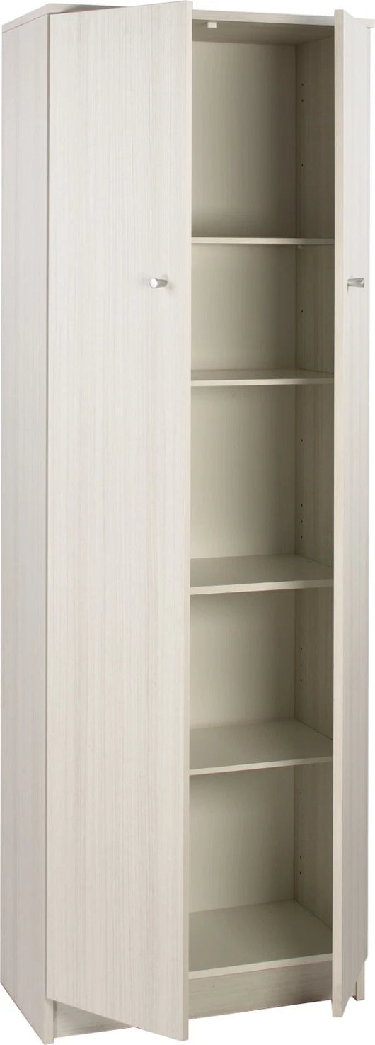 Armadio Utility Multiuso 2 ante 4 ripiani, 5 scomparti | Legno Eucalipto 62x34x182