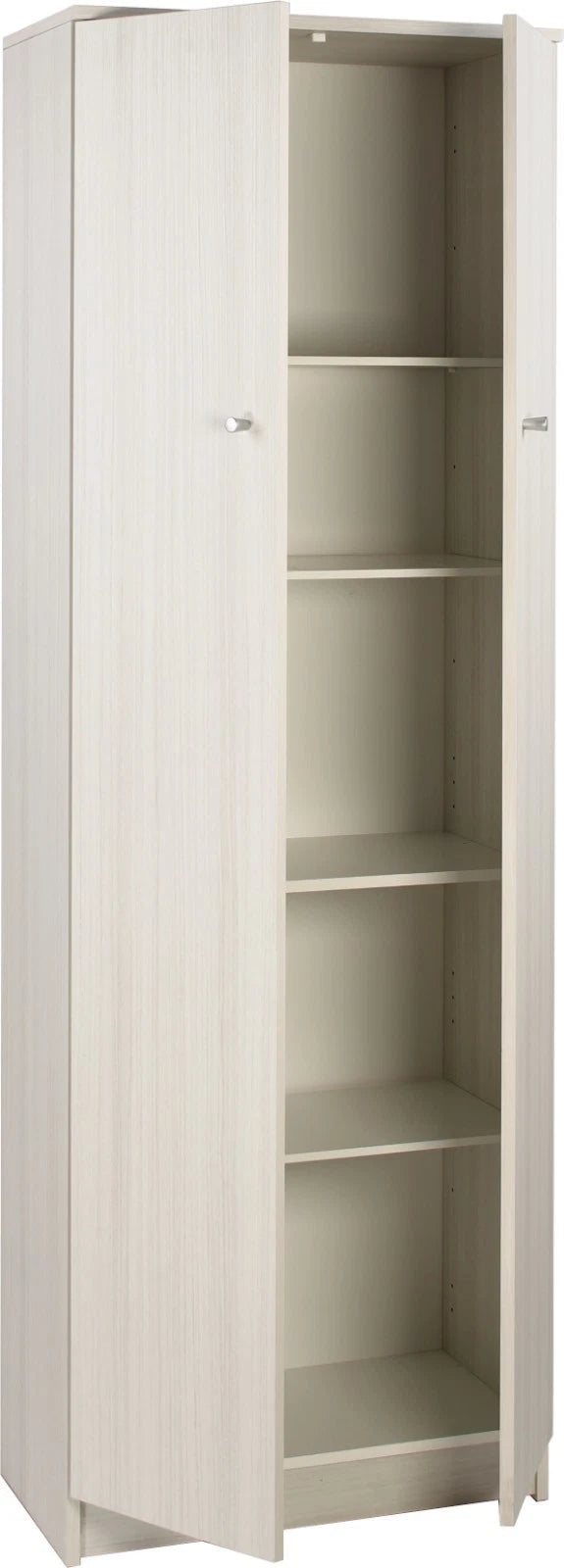 Armadio Utility Multiuso 2 ante 4 ripiani, 5 scomparti | Legno Eucalipto 62x34x182