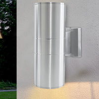 APPLIQUE DA PARETE LED LAMPADA ESTERNO DESIGN MODERNO ALLUMINIO ARGENTO SILVER