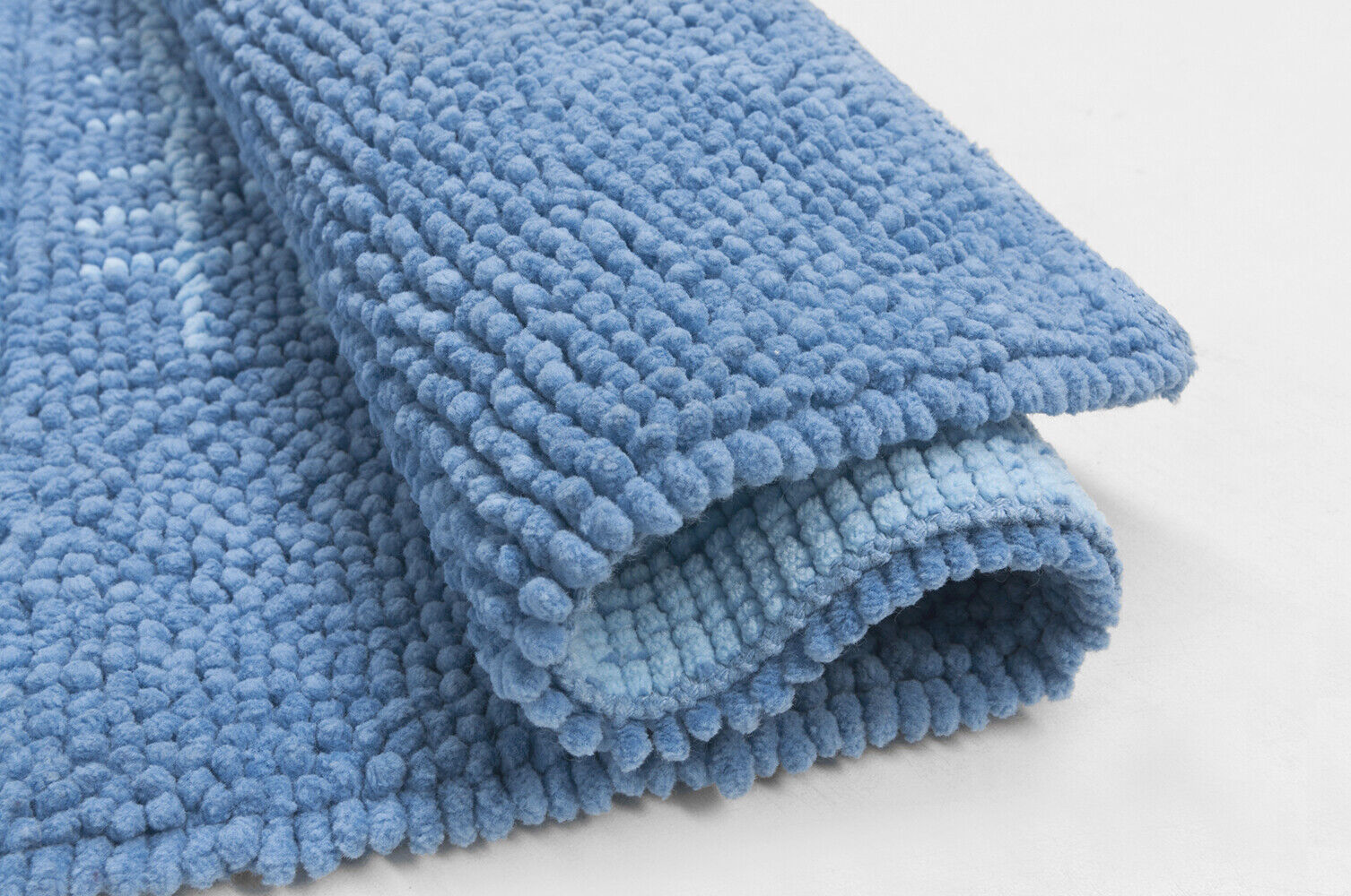 Tappeto Scendiletto Camera Bagno 65x140 cm Shaggy Puro Cotone Assorbente Antiscivolo Azzurro