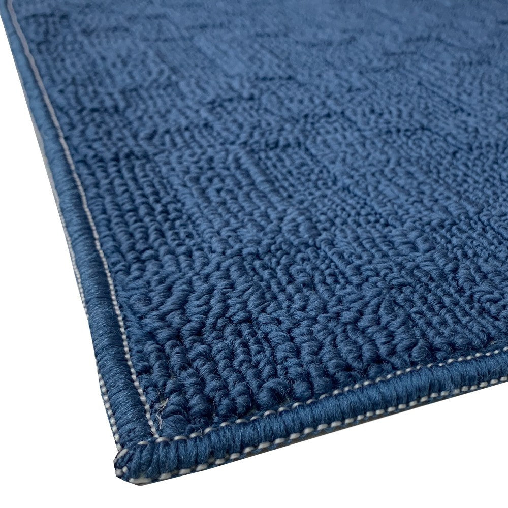 Tappeto Bagno 3D Morbido Assorbente Antiscivolo Lavabile Scendiletto Camera Set 3 Pezzi Blu