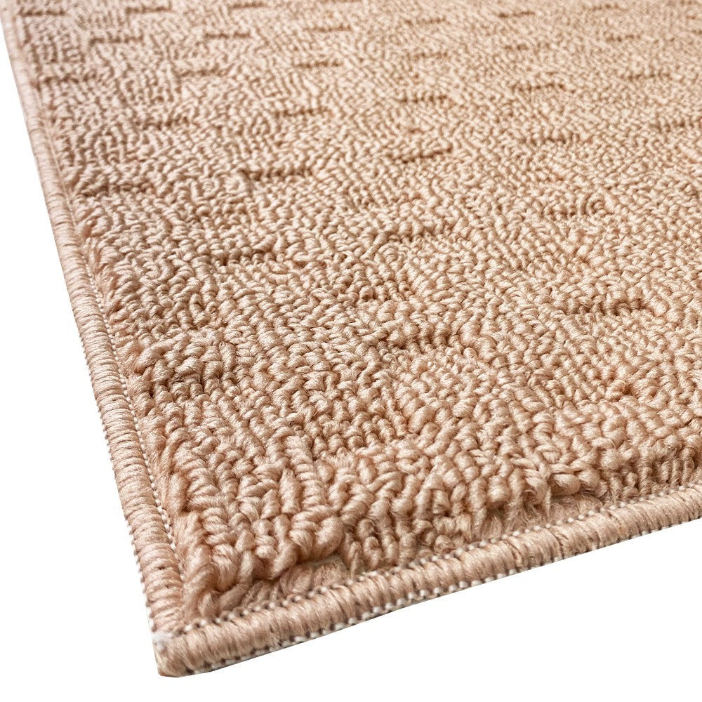 Tappeto Bagno Morbido Assorbente Antiscivolo 3D Intrecciato Lavabile Set 3 Pezzi Salmone