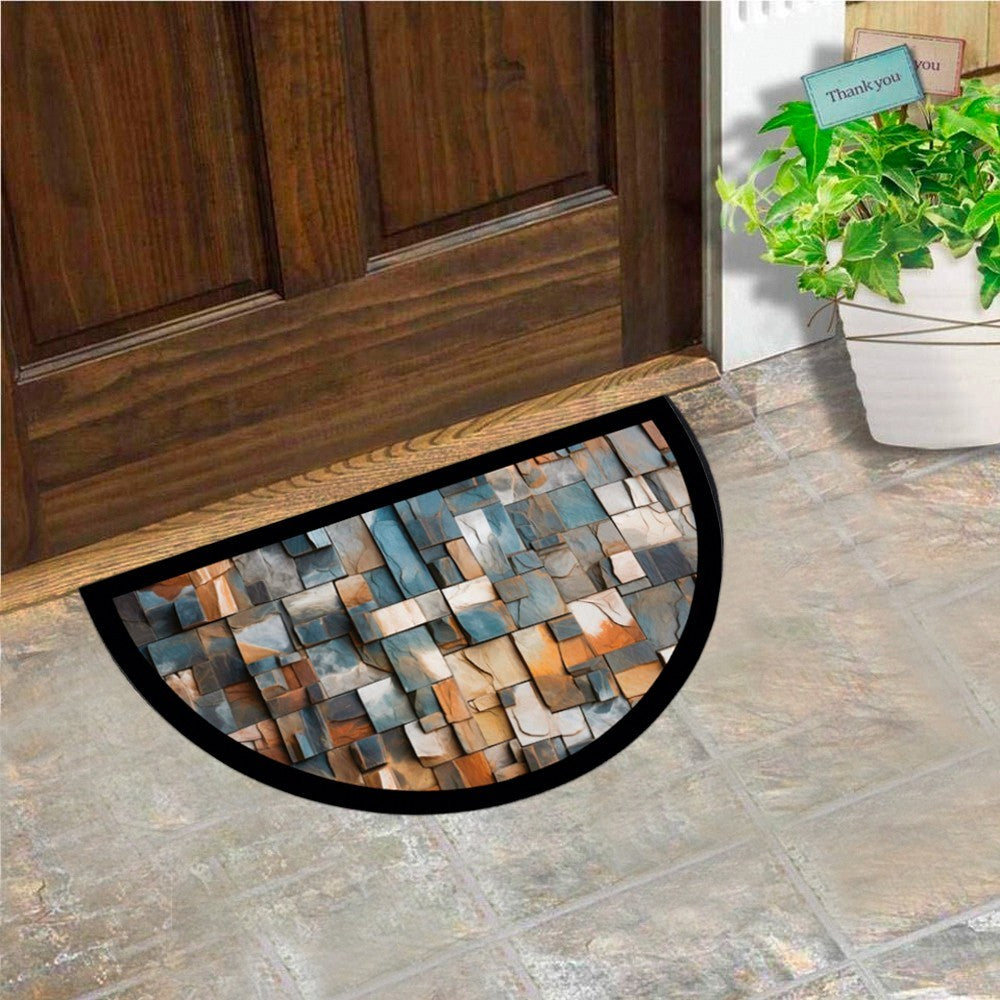 Zerbino Gomma Sostenibile 40X70 Antiscivolo Ingresso Interno Esterno Moderno Semiluna Dis.MF