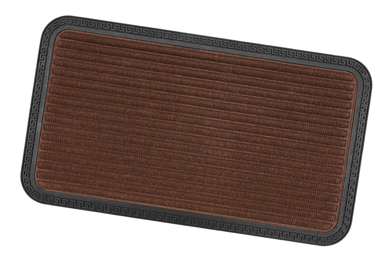 Zerbino Ingresso Antiscivolo Robusto Assorbente Tappeto Gommato Asciugapassi Marrone 25x60 cm