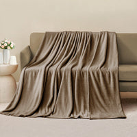 Coperta Plaid 200x220 cm Morbida Vellutata Pile Caldo Soffice Avvolgente Divano Letto Poltrona Beige