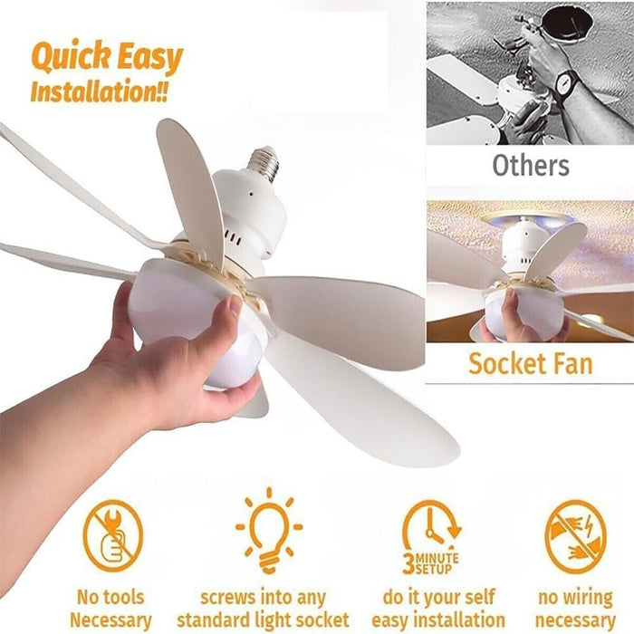 LAMPADA VENTILATORE PLAFONIERA LED SOFFITTO E27 DIMMERABILE PALE TELECOMANDO 30W