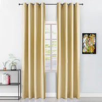 Tenda Porta Finestra 140x280 Cm Raso Sintetico 1 Pannello Coprente Occhielli Acciaio Oro