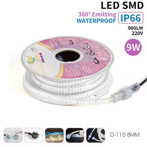 STRISCIA LED SMD 9W 10MT IP66 IMPERMEABILE LUCE BIANCO FREDDO ESTERNO E INTERNO