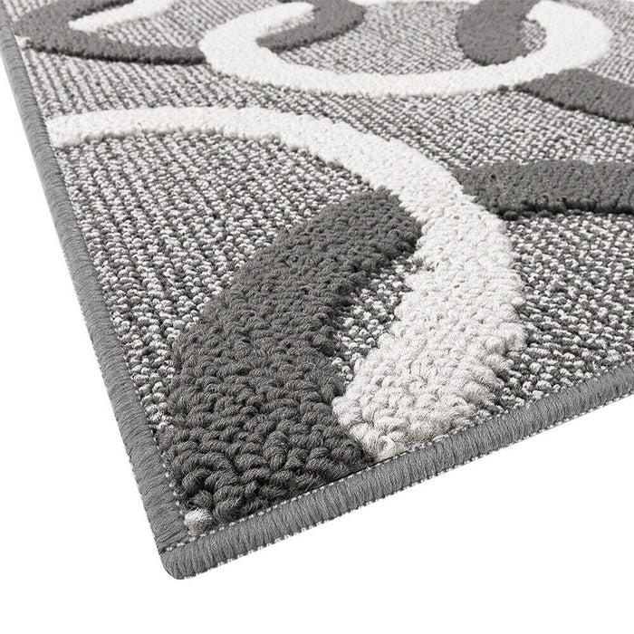 Tappeto Cucina 50x100 Cm Tridimensionale Cerchi 3D Assorbente Morbido Moderno Antiscivolo Grigio
