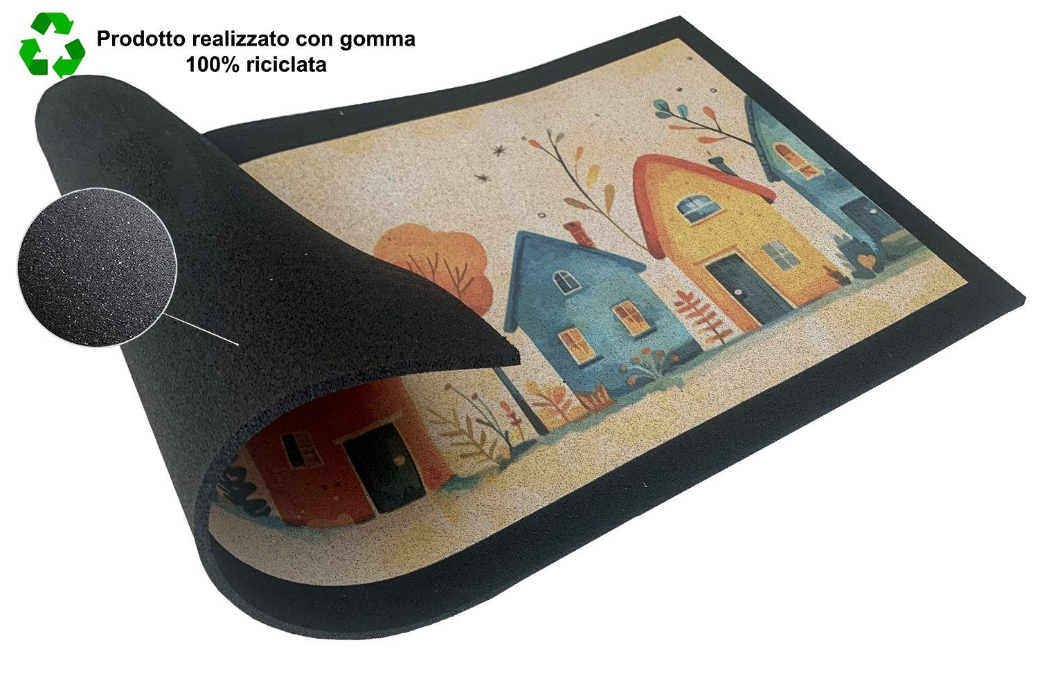 Zerbino Gomma Sostenibile 40X70 Antiscivolo Ingresso Interno Esterno Moderno Dis.I