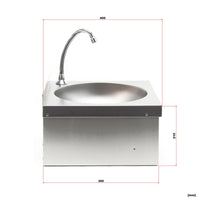 Lavabo in acciaio pregiato lavello gastro rotondo vasca con comando a ginocchio 16_0002397