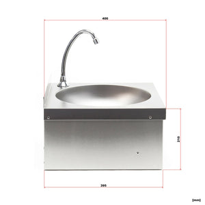 Lavabo in acciaio pregiato lavello gastro rotondo vasca con comando a ginocchio 16_0002397