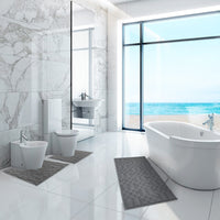 Tappeto Bagno 3D Morbido Assorbente Antiscivolo Lavabile Scendiletto Camera Set 3 Pezzi Antracite