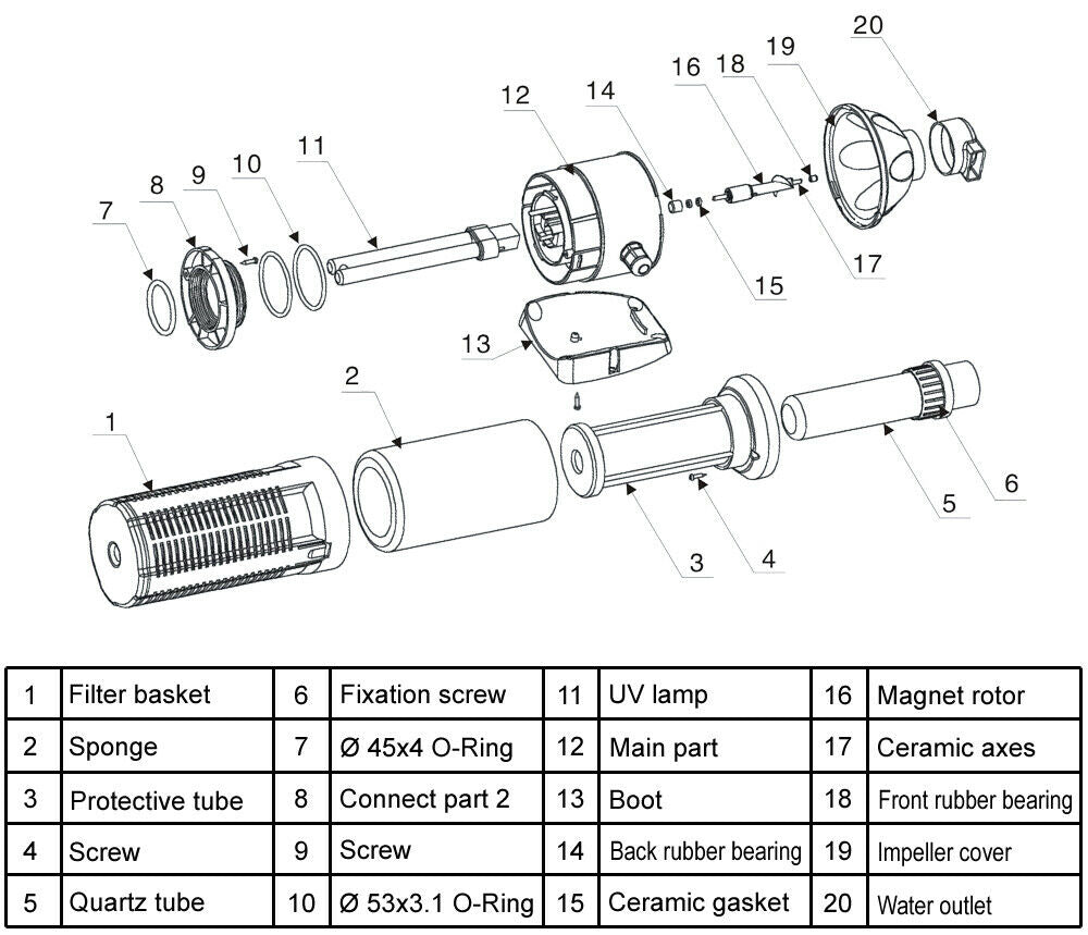 Pompa per acquario o laghetto 2000 litri all'ora 18 watt UVC con chiarificatore 9 watt 16_0002029