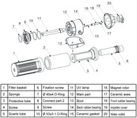 Pompa per acquario o laghetto 2000 litri all'ora 18 watt UVC con chiarificatore 9 watt 16_0002029
